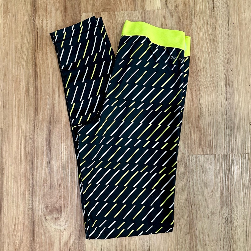 Nike Pro Neon Yellow and Black Leggings